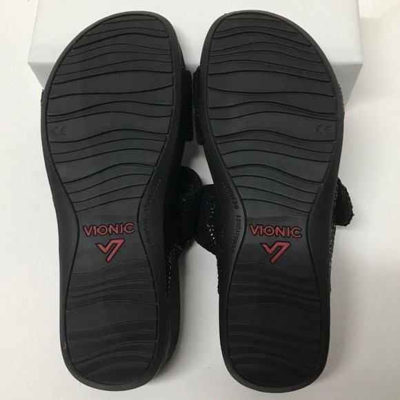 Vionic Black Lizard Rio Platform Slide Sandals - Picture 15 of 16